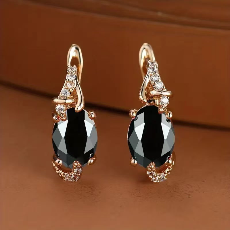 18K Golden Plated Oval Blue & Clear Halo Stud Earrings for Women, Elegant Claw-Back Setting Jewelry for Valentine’s Day, Anniversary, Daily Wear, Fashion Earrings, Anniversary Gift, Sophisticated Style, Luxurious Appearance