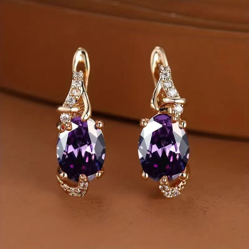 18K Golden Plated Oval Blue & Clear Halo Stud Earrings for Women, Elegant Claw-Back Setting Jewelry for Valentine’s Day, Anniversary, Daily Wear, Fashion Earrings, Anniversary Gift, Sophisticated Style, Luxurious Appearance